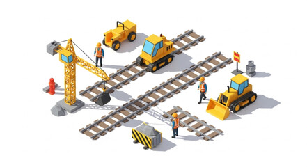 Railway Construction Site with Machines. © Agus