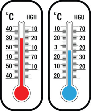 Two thermometers showing different temperature scales