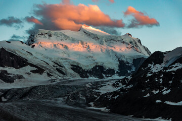 sunset over Grand Combin in swiss alps