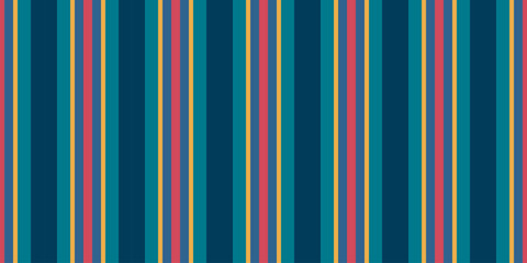 Fototapeta premium Vibrant vertical stripes in teal, coral, and gold create a cheerful, retroinspired pattern. Perfect for textile design, website backgrounds, or any project needing a touch of playful sophistication.