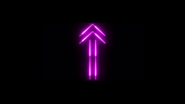 Align direction animated arrow on black background. Upward and transparent swipe up direction arrow icon, seamless loop traffic arrow.