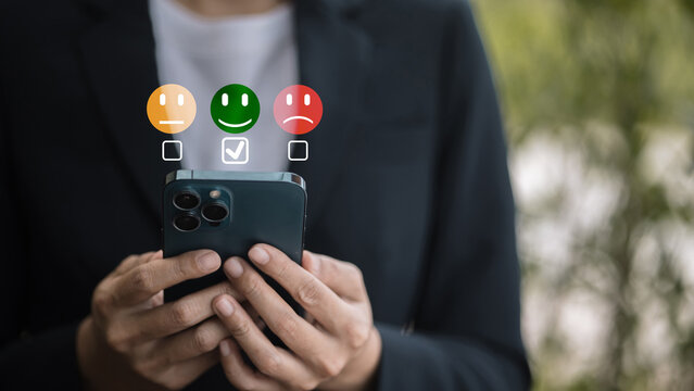 Customer Satisfaction Feedback and Online Review Concept on Smartphone
