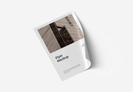 Modern Flyer Mockup with Curled Page