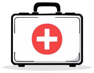 Obraz premium White Medical Kit with Red Cross Emergency First Aid Supplies