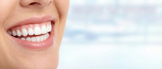 Fototapeta premium Captivating smile and healthy teeth care routine dental office image of a person bright environment close-up view oral hygiene concept