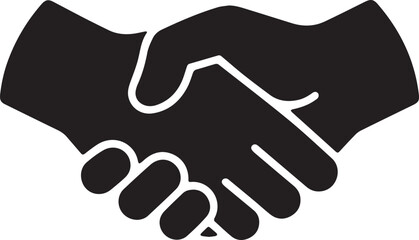 Obraz premium Silhouette handshake icon outline vector illustration no background.