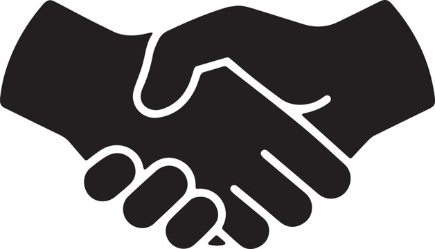 Silhouette handshake icon outline vector illustration no background.