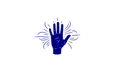 Fototapeta premium Energy Healing Hand with Vibrational Aura Lines Silhouette. Mindful Zen Spirituality and Manifestation Concept Sticker Vector.