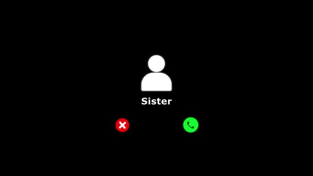 Phone screen incoming Sister call. Concept of phone fraud, and cybersecurity protection. Mobile safety technology against phishing and fake calls. 4k video