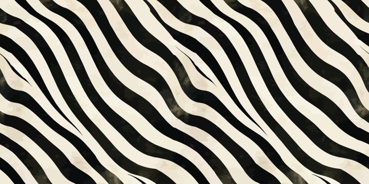 Abstract black and white zebra stripe pattern design on a plain background Vector