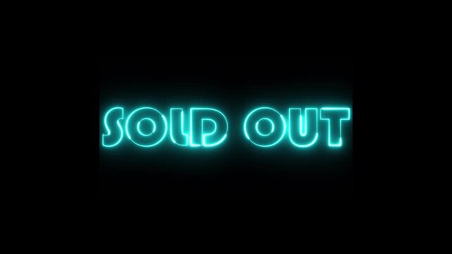 Sold out icon on black background. Red neon video animation Sold out
, 4k glowing motion.