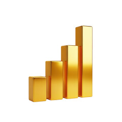 Golden cubes stacked in ascenting order isolated on transparent background