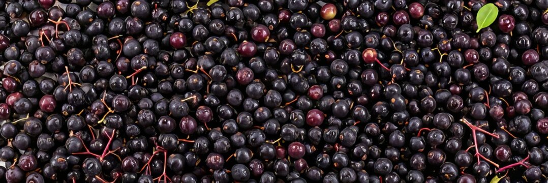 Abstract Background Design Featuring Dense Fresh Elderberries with Seamless Edges and Vibrant Colors