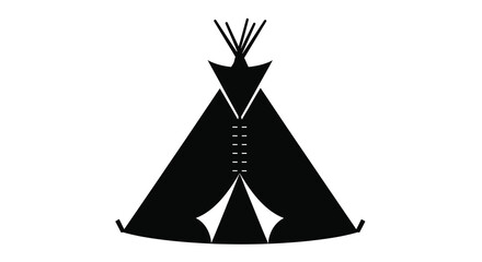 Black silhouette of a traditional native american teepee silhouette © MD