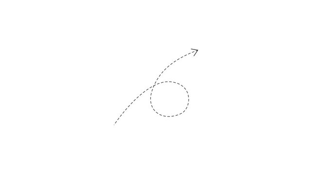 navigationbent dashed curve line ending with arrow motion for direction concept