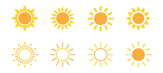 Happy sunshine mascot PNG isolated on transparent background featuring friendly cartoon sun with expressive eyes and bright radiant beams