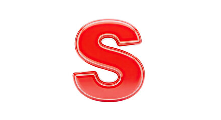 3D Red Letter S on White Background