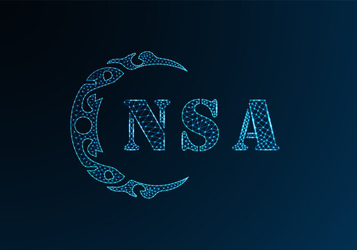 Low poly letter logo NSA design. NSA letter logo low poly vector design on blue color gradient background. NSA logo low poly design