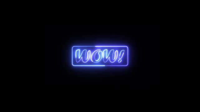 glowing colorful Neon line wow text animation.neon luxury wow text animation.Title:
Wow neon sign animation, 4k glowing motion.