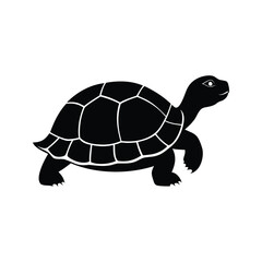 Fototapeta premium tortoise silhouette vector illustration, Adorable turtle silhouette vector illustration with segmented shell design for nature and wildlife projects