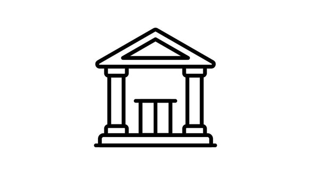 Easy to use linear animated icon of historical museum building