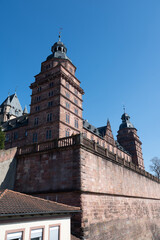Part of Johannisburg Castle in Aschaffenburg, Germany  with blue sky