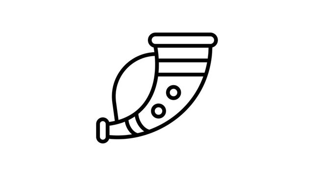 Sleek linear animated icon of decorated war horn