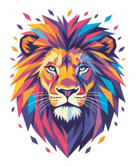 Fototapeta premium Geometric Lion Head Vector Illustration.