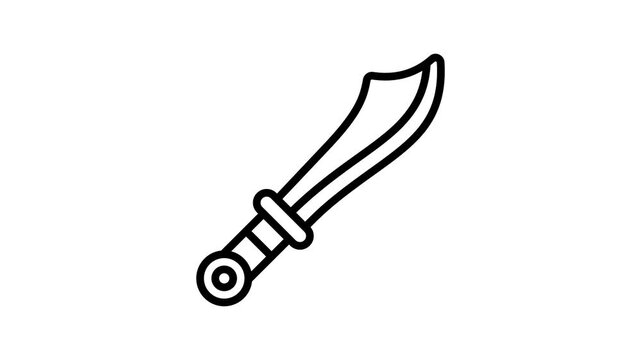 Sleek outline style animated icon of medieval excavation sword