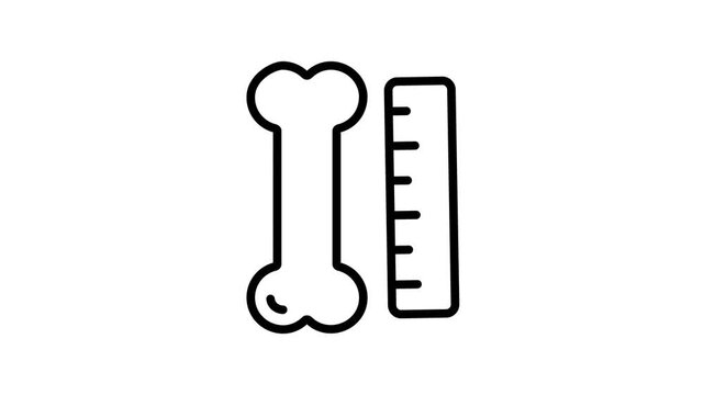 Modern linear animated icon of bone measurement calipers