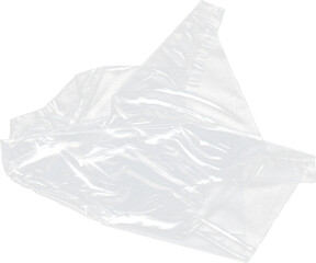 Crumpled transparent plastic wrap texture with visible folds and wrinkles transparent