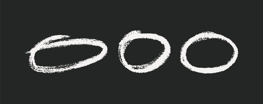 Set of chalk hand drawn circles. Abstract vector elements for text highlighting and design.