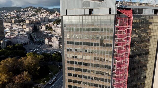 Cityscape view of Genova Brignole station and tall building