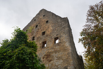 Facade of an old castle ruins