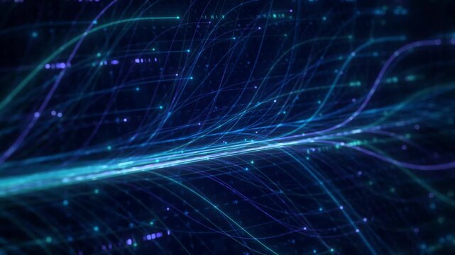 Abstract Neural Network Graph Visualization, AI Machine Learning Data Classification. Connected Nodes and Flow Lines, Big Data Technology Abstract Background for Artificial Intelligence Communication