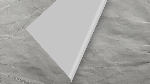 Wrinkle paper page turn animation on green screen background.