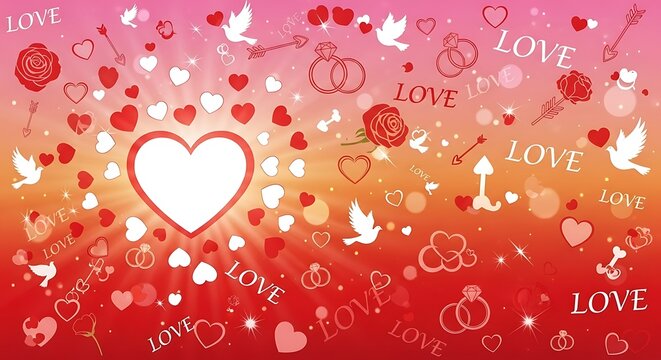 Valentine's day background with hearts and love symbols