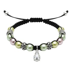 Fototapeta premium Elegant beaded bracelet with pearls and a crystal pendant, a stylish accessory isolated on transparent background