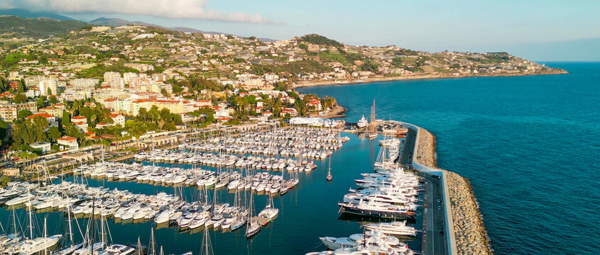 San Remo Aerial view of Port, Italy
