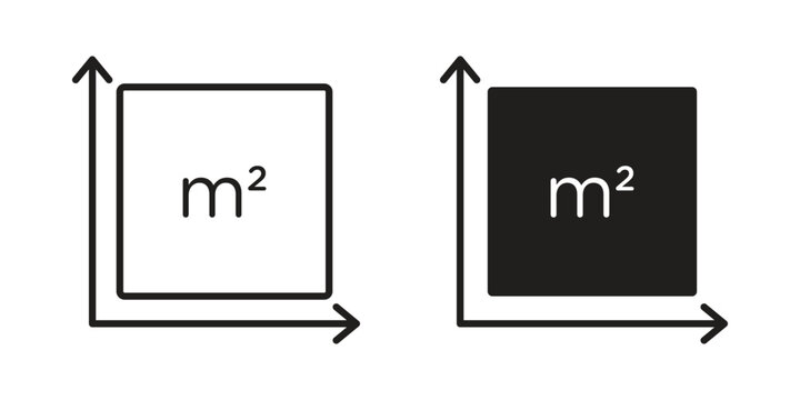 Square Meter icon. Line and Silhouette Icon Set.