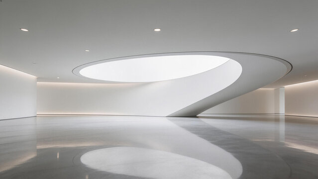 Contemporary Interior with Curved White Architectural Feature