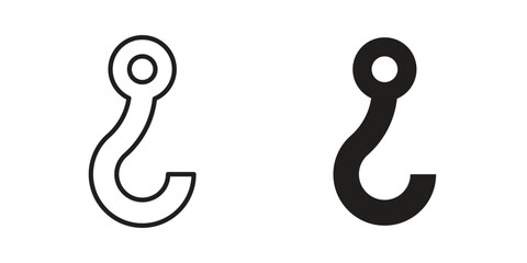 Winch hook icon. Line and Silhouette Icon Set. © basit