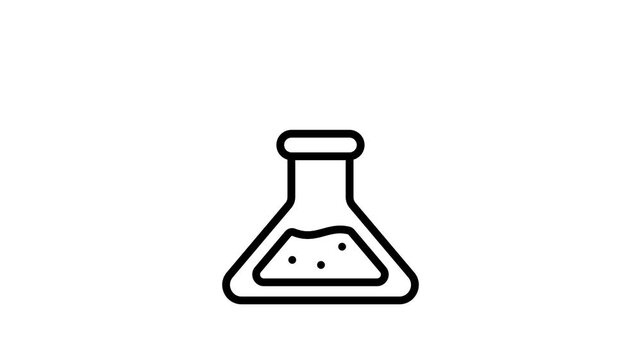 A well designed line style animated icon of lab reaction beaker