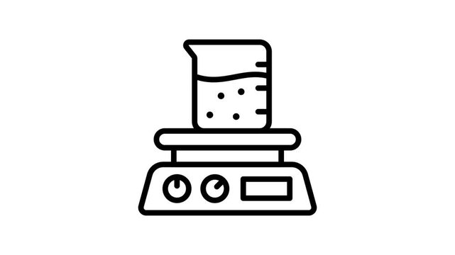 Hot plate with chemical beaker, animated icon designed in line style