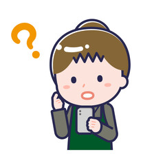 スマートフォンを使う「飲食店の店員」の女性