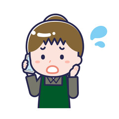 スマートフォンを使う「飲食店の店員」の女性