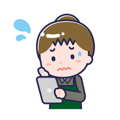 タブレットを使う「飲食店の店員」の女性