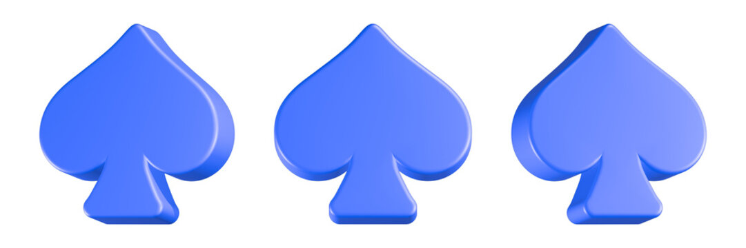 spade icon 3d render blue color