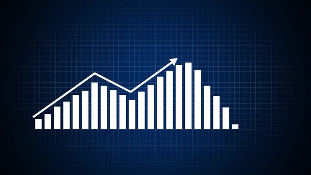 Business graph motion animation video.Business graph chart bar growth report animation white color.