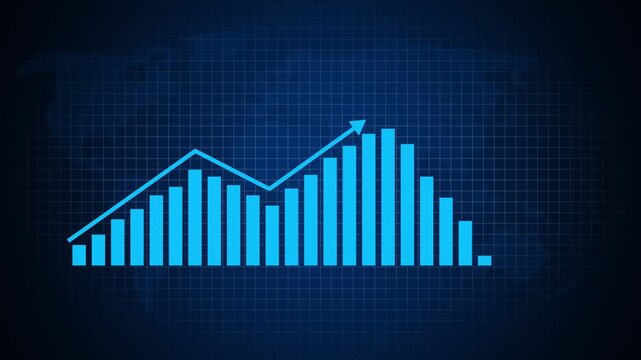 Business graph motion animation video.Business graph chart bar growth report animation blue color.